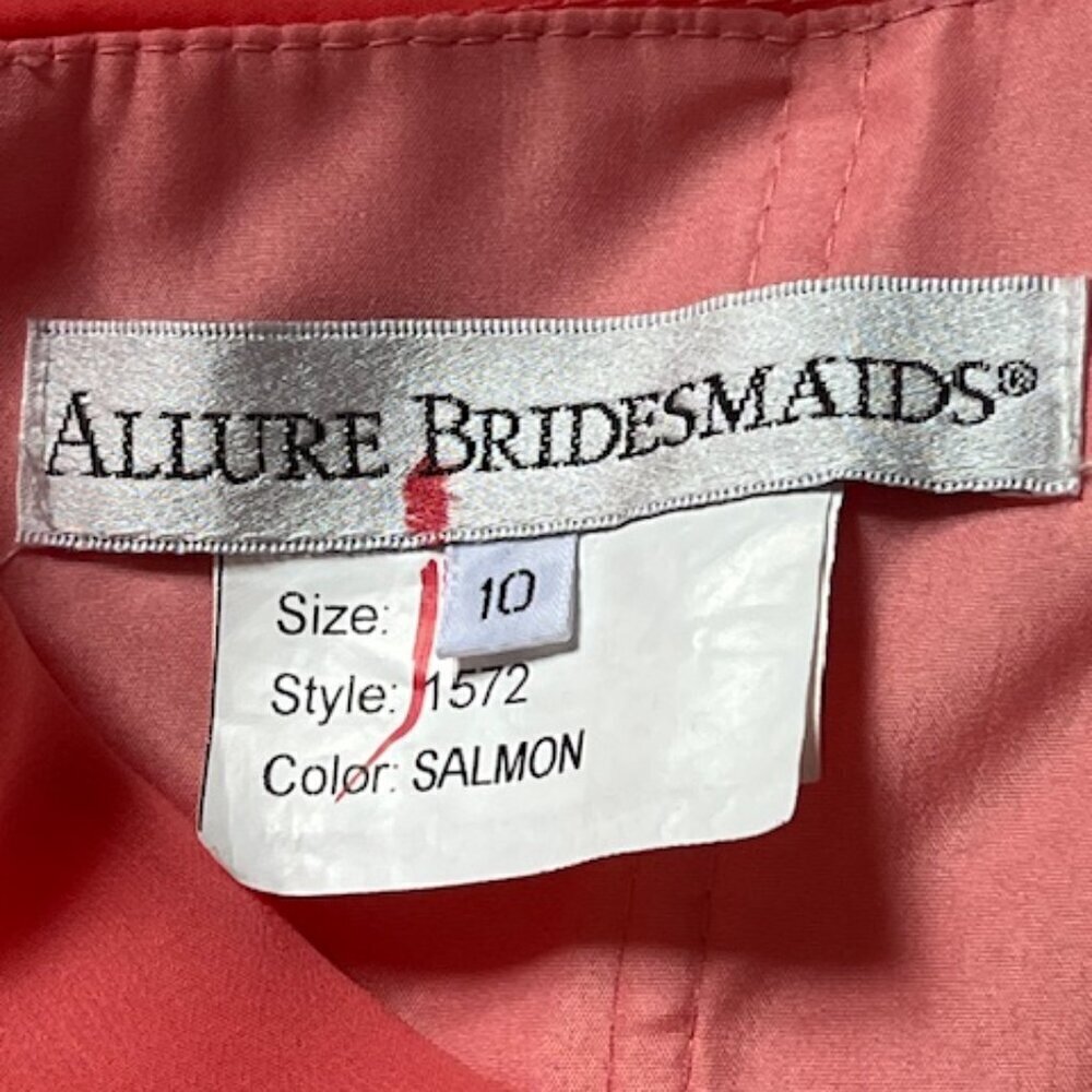 Allure Bridals Bridesmaids Women Halter A Line Dress Formal Salmon Pink 10 NWOT - Picture 11 of 13